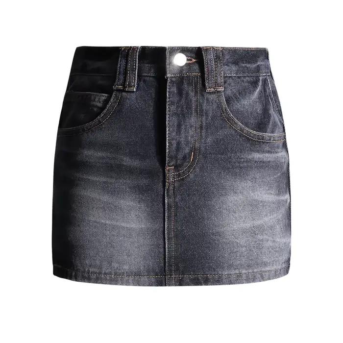 Mini jupe en denim rétro pour femme