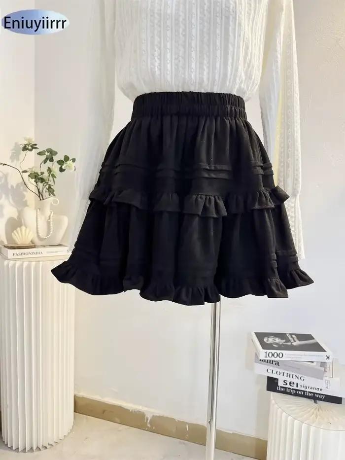 Jupe évasée en daim marron pour femmes