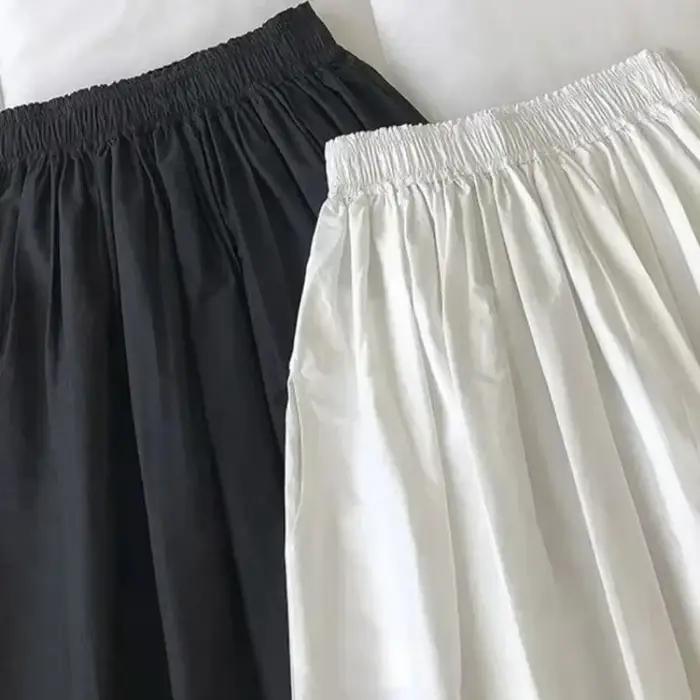 Y2K blanc Miidi jupe Vintage plissée longue