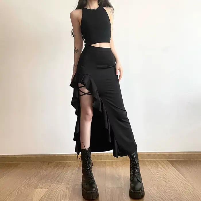 Jupe fendue à lacets pour femmes