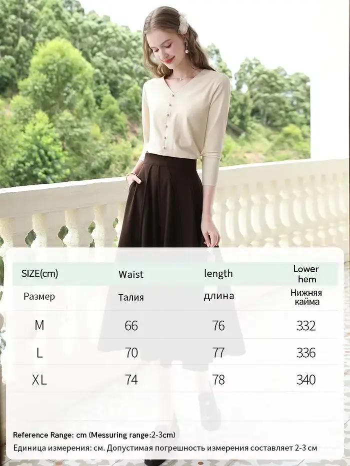 Jupe trapèze brun pour femme élégante et décontractée pour l'automne hiver 2024 I BELIEVE YOU