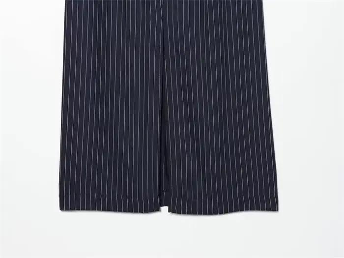 Jupe trapèze longue bleu marine rayée pour femme élégante et décontractée toutes les saisons occassions spéciales