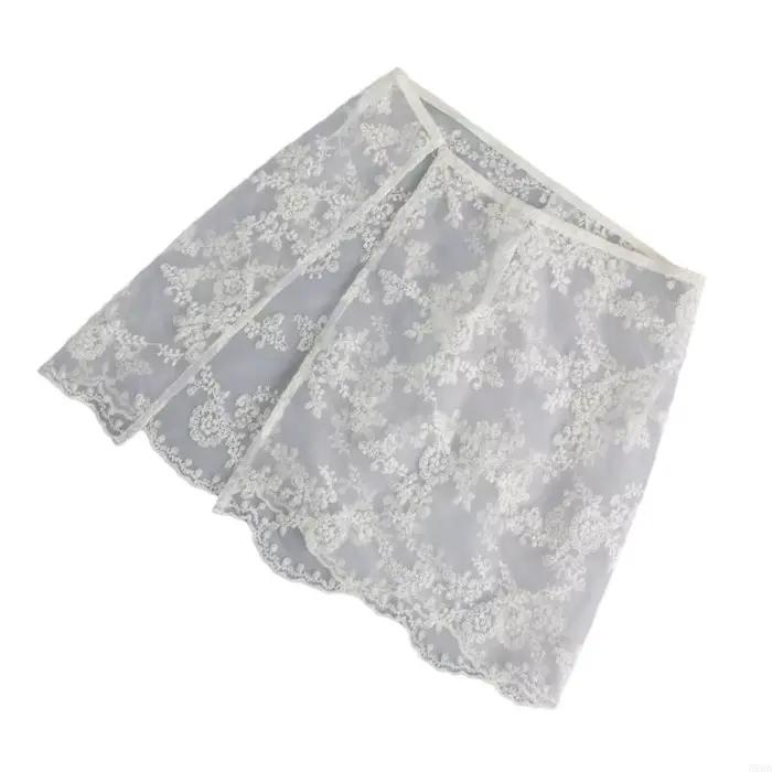 E56A Femmes coréennes à broderie fleur en dentelle courte jupe tablier