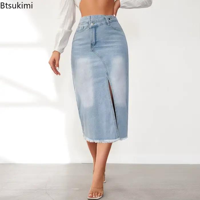 Femmes Denim jupes Sexy lavé