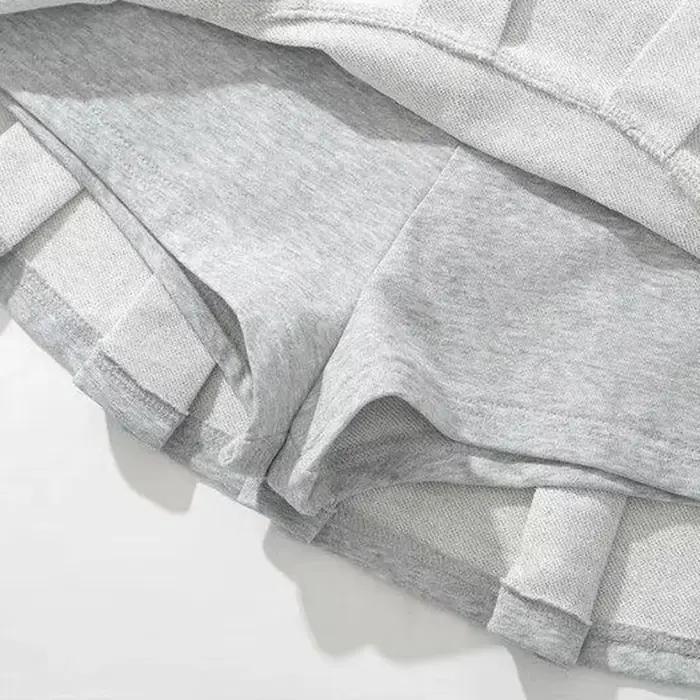 Jupe Taille Haute Plissée Femme Style Décontracté Été 2025 Mini-Jupe Polyester Blanc Gris Clair Noir Occasions Spéciales