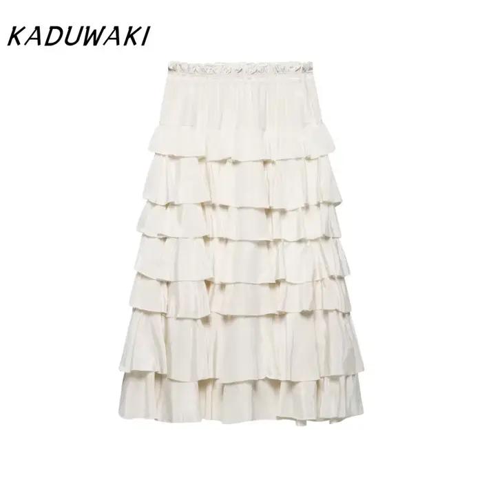 KADUWAKI jupe Midi à volants femmes Vintage