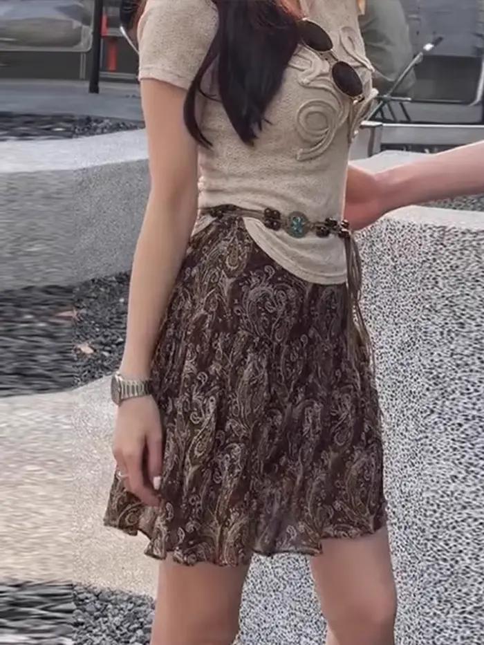 Charmante imprimé mince femmes jupe longue taille haute hanche paquet longueur au sol grandes jupes bohème à la mode dame Streetwear nouveau