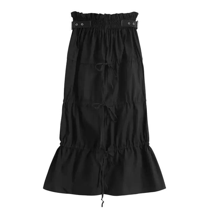 CHEERART – jupe taille haute avec ceinture en cuir pour femmes