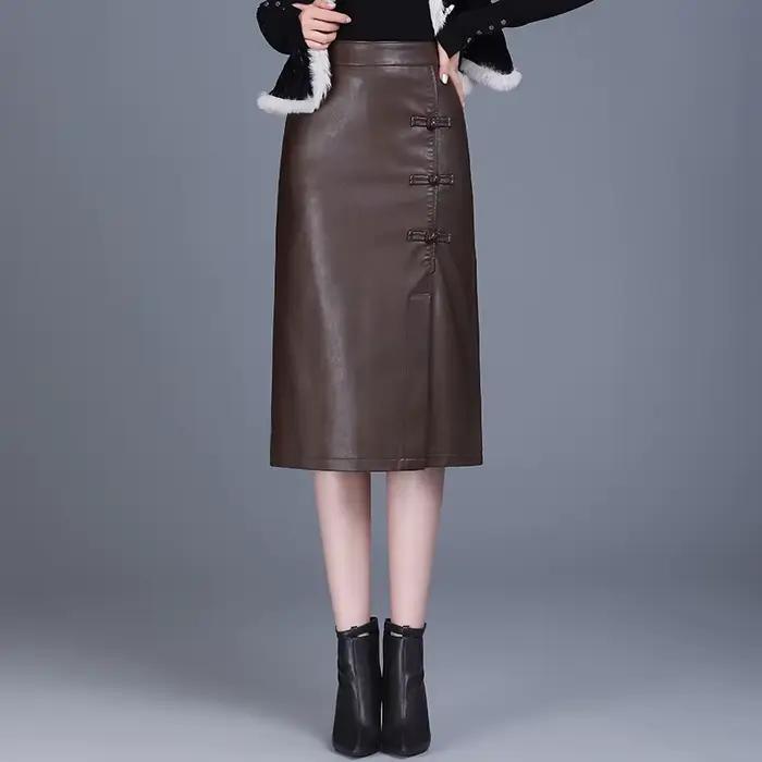 Jupe en cuir PU pour femme
