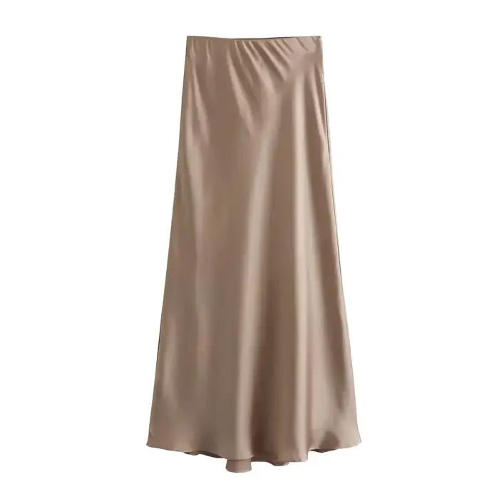 Jupes mi-longues en Satin fluide pour femmes