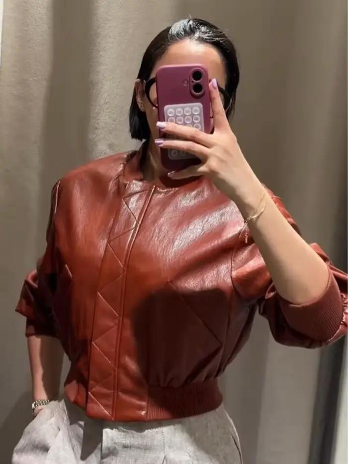 Ensembles Jupe-Culotte Femme en Similicuir avec Veste à Épaulettes et Mini-Jupes – Nouveauté Printemps – Manteaux Amples à Manches Longues Chic pour Soirées