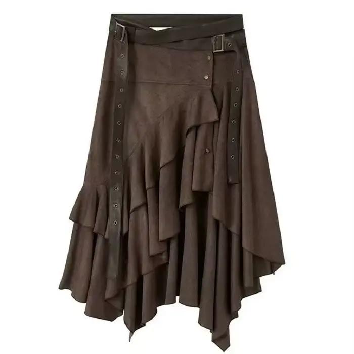 Jupe longue mi-longue marron pour femmes