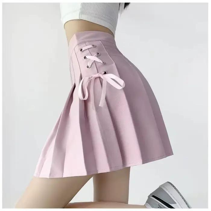 Mini jupe plissée taille haute pour femmes