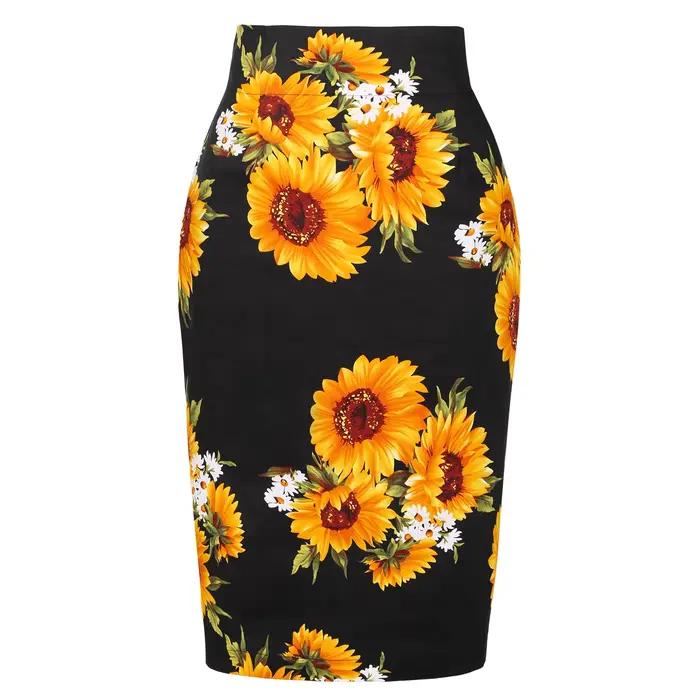 Jupe à bandes en coton pour femmes