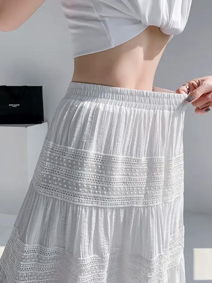 Jupe mi-longue en dentelle au crochet gothique polyester pour femmes junior printemps été 2024