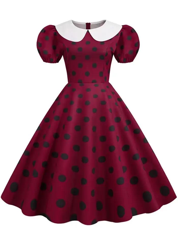 Robe d'été élégante à col claudine pour femme