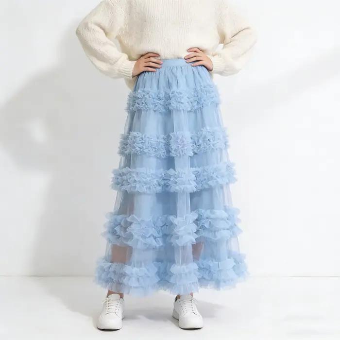 Jupe tutu en maille à volants pour femme