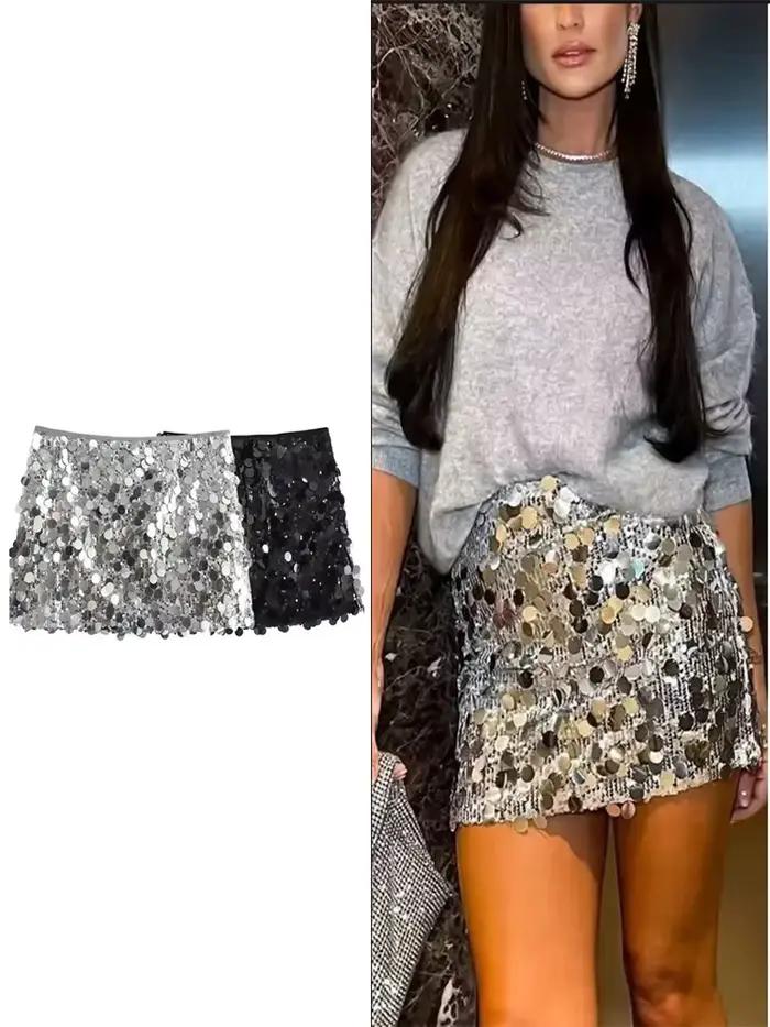 Mini jupe à paillettes pour femmes