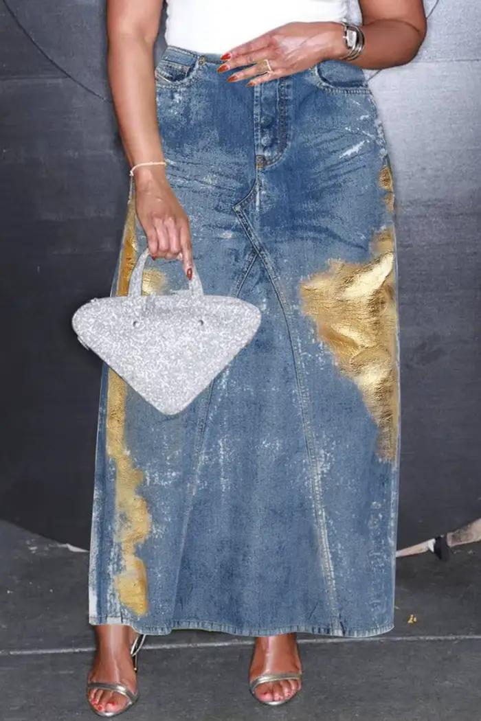 Jupe longue en denim vintage pour femme