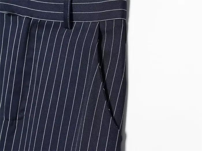 Jupe trapèze longue bleu marine rayée pour femme élégante et décontractée toutes les saisons occassions spéciales