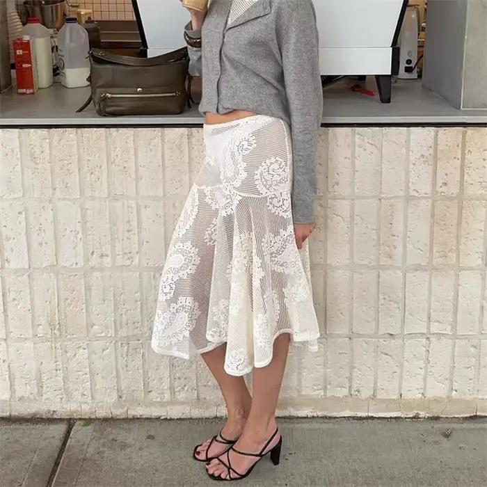Jupe midi en dentelle Paisley pour femme