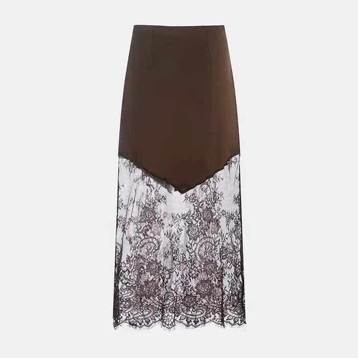 Jupes longues patchwork en dentelle pour femmes