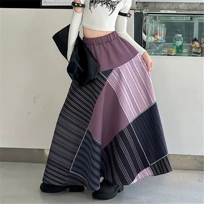 Jupe longue patchwork taille haute pour filles