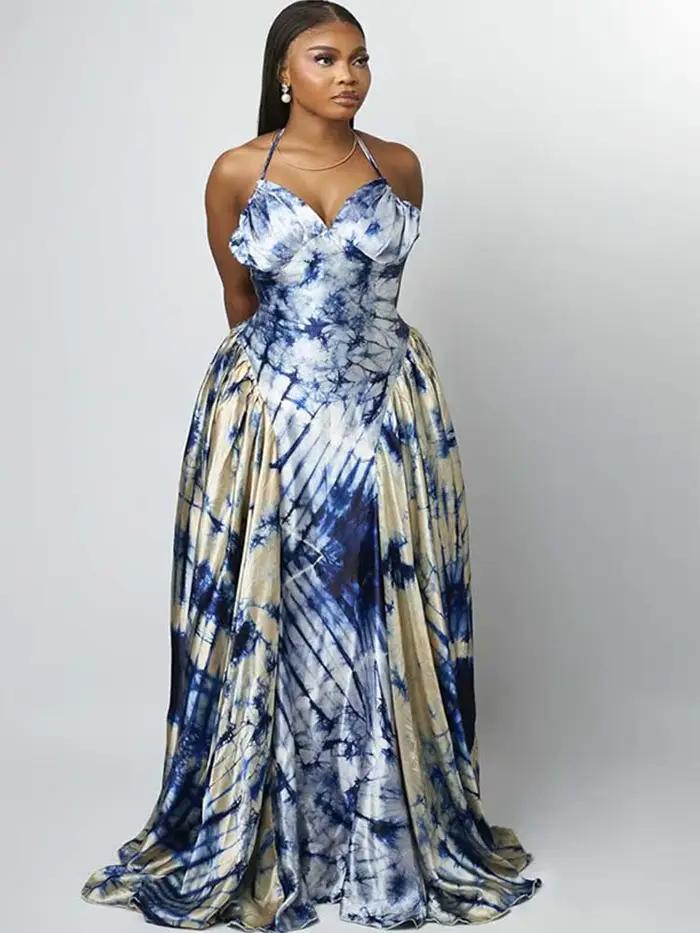 Robe longue à col licou pour femmes