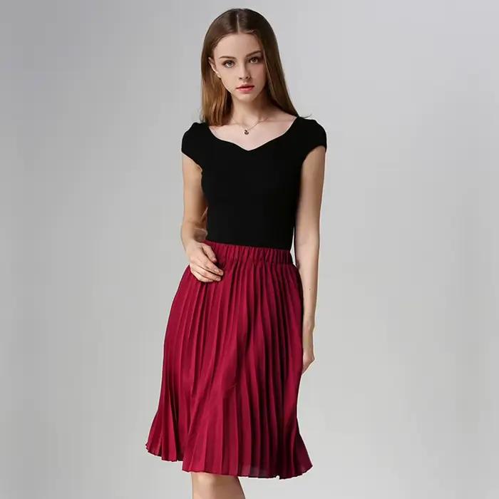 Jupe Plissée en Mousseline de Soie pour Femme