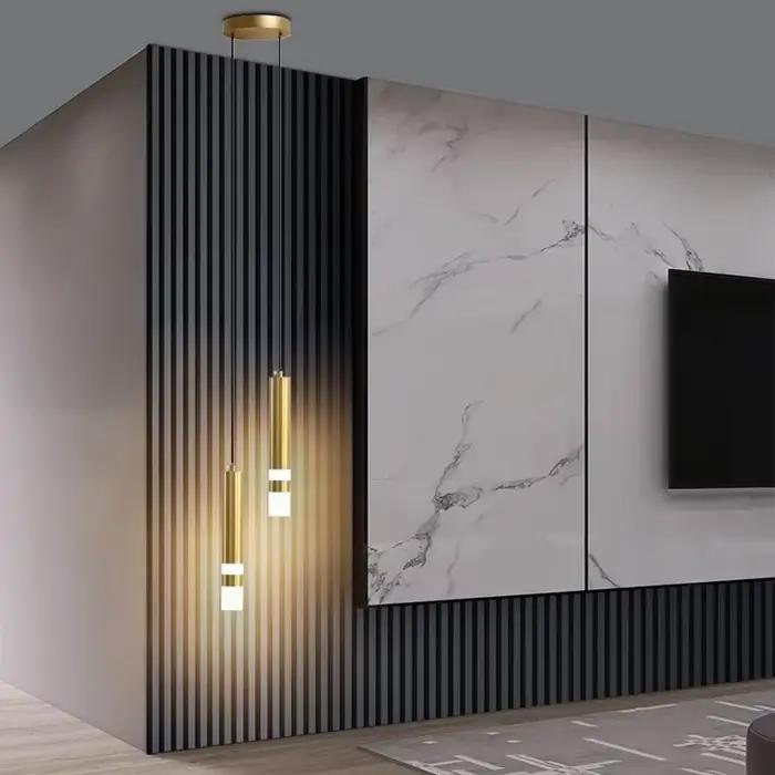 Moderne Led longue suspension pour chambre chevet salon lampes suspendues éclairage de lecture Double projecteur décor lustre