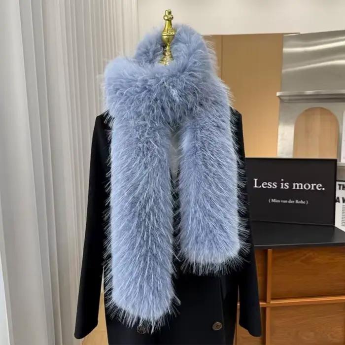Écharpe longue en fausse fourrure pour femme, douce et épaisse, accessoire de mode féminin pour l'hiver, châle décoratif en fourrure, cache-cou pour soirée