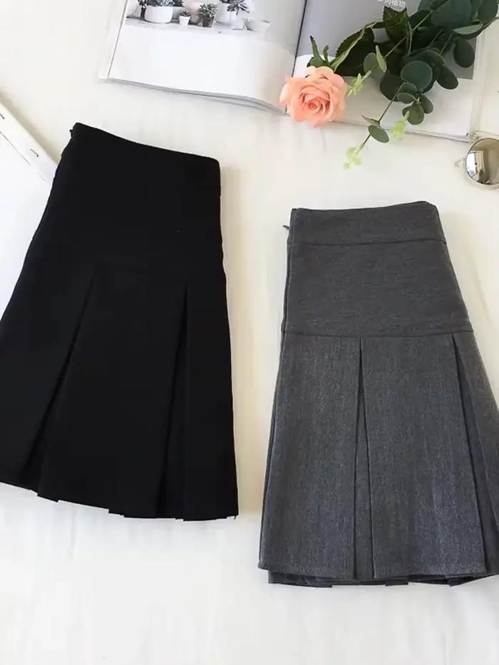 ZOKI – jupe plissée Vintage grise pour femmes