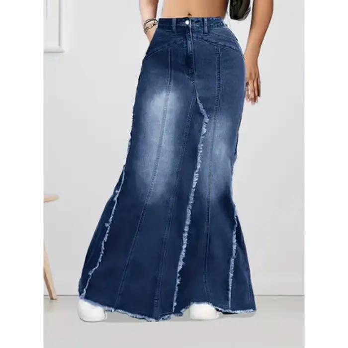 Jupe en jean stretch taille haute pour femme
