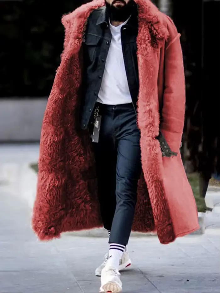 Manteau en fausse fourrure pour hommes, veste longue, 4 couleurs, 8 tailles, Parka chaude d'hiver, vêtements d'extérieur, offre spéciale