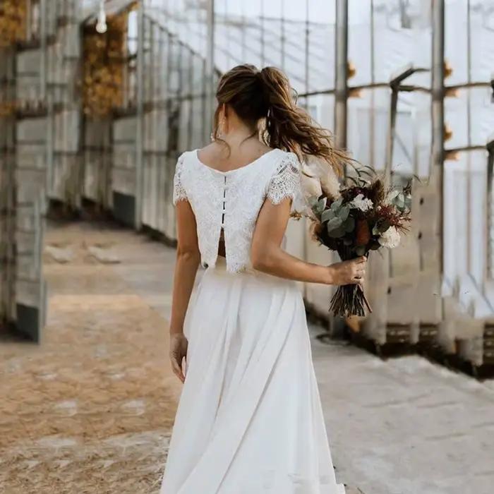 Magnifique robe de mariée deux pièces bohème