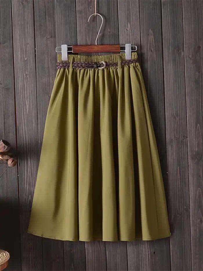 Jupe d'été mi-longue Dozw avec ceinture, mode coréenne, taille haute, plissée, décontractée, pour femmes, occasions spéciales