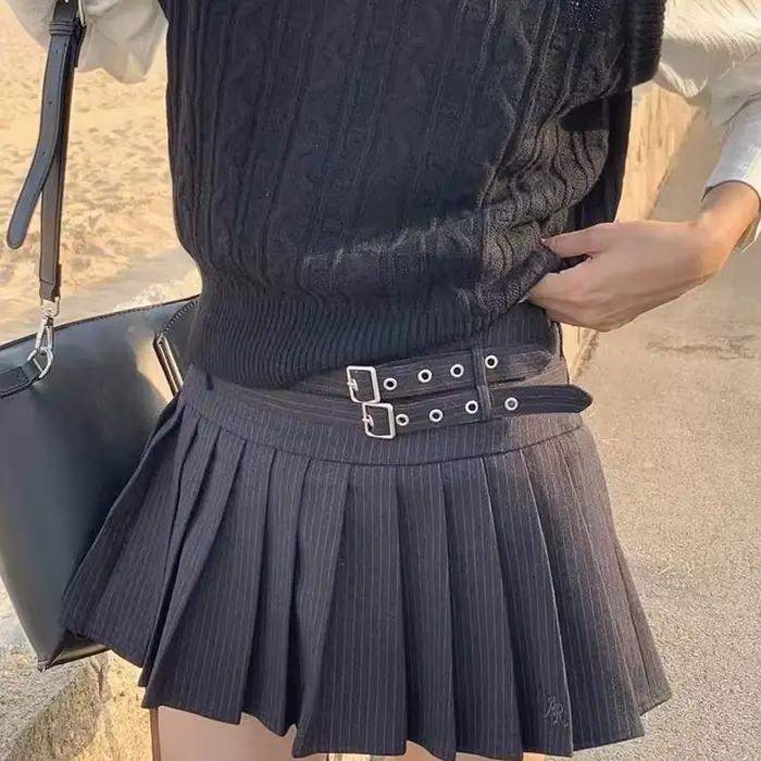 Mini-jupe rayée preppy pour femme