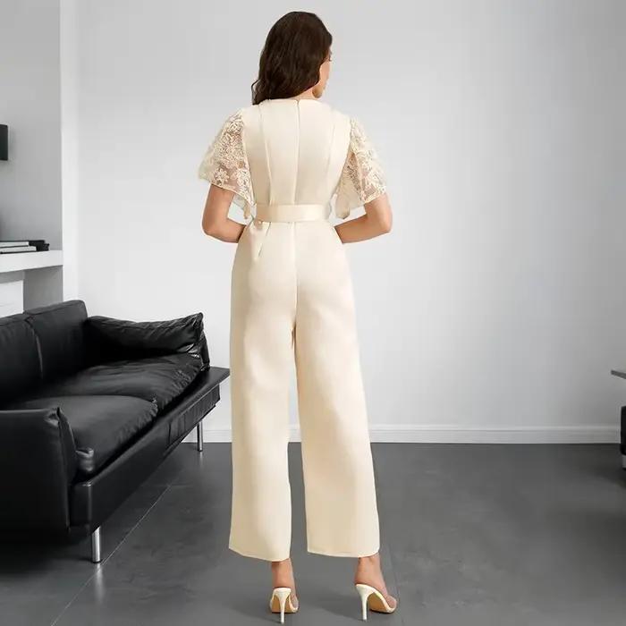 Nouvelle combinaison de soirée élégante en polyester pour femmes, coupe ample, style décontracté, automne-hiver, idéale pour soirées romantiques et cérémonies formelles