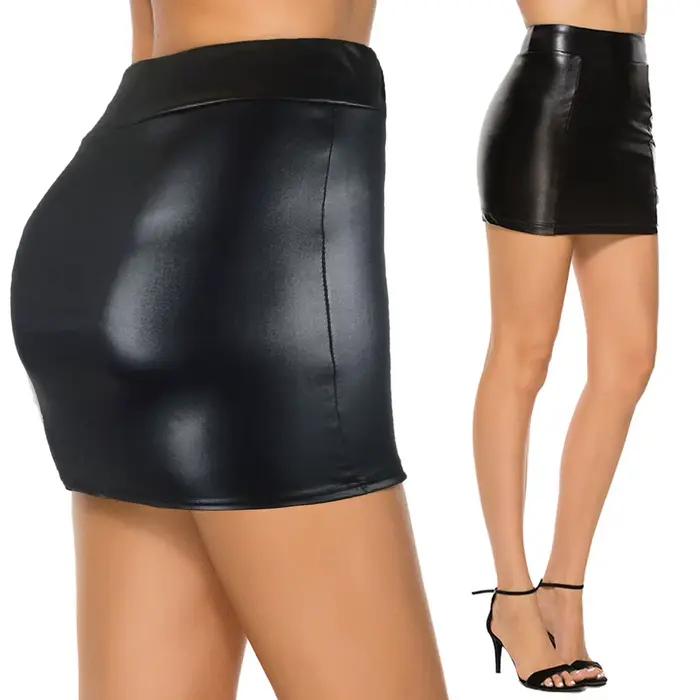 Jupe en cuir dos fendu femmes Sexy moulante