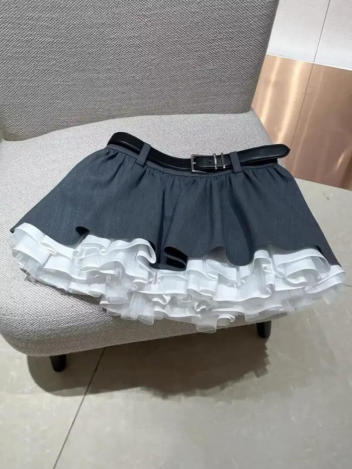 Jupe-culotte grise bouffante