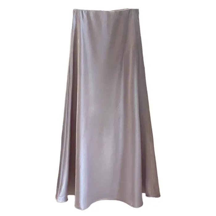 Jupe queue de poisson en satin fibre de polyester mi-mollet décontractée pour femmes occasions spéciales sorties nocturnes printemps automne