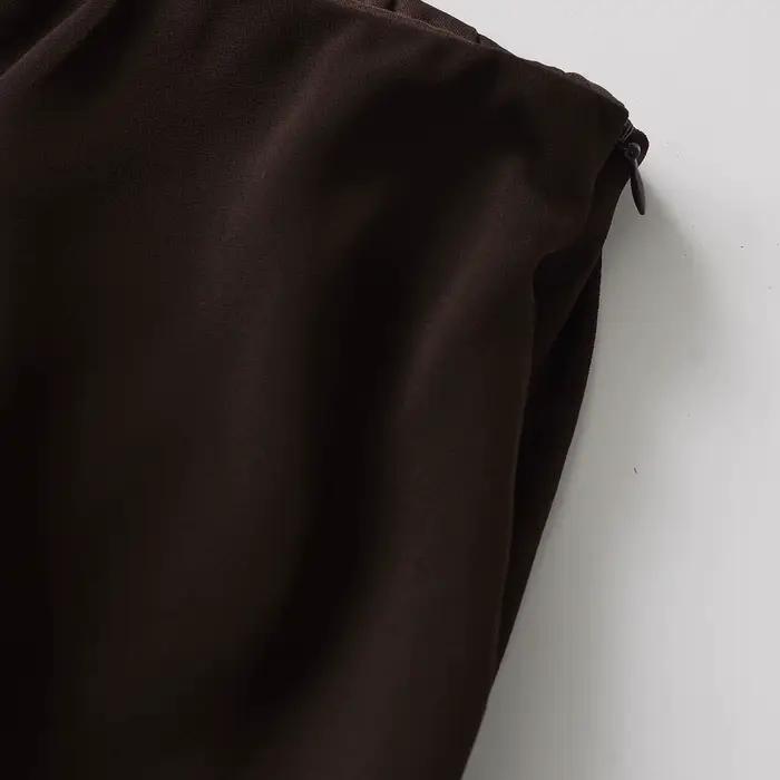 Jupe longue vintage marron à volants