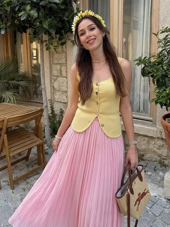 Jupe plissée multicolores pour femmes
