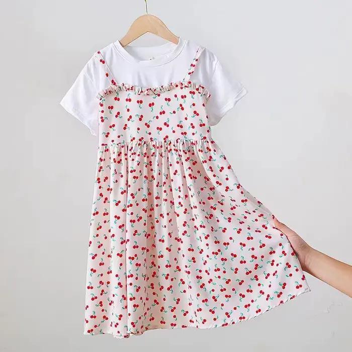 Robe d'été pour filles de 10 à 14 ans, robe à manches courtes pour enfants, robes à volants pour enfants, robes de plage pour filles