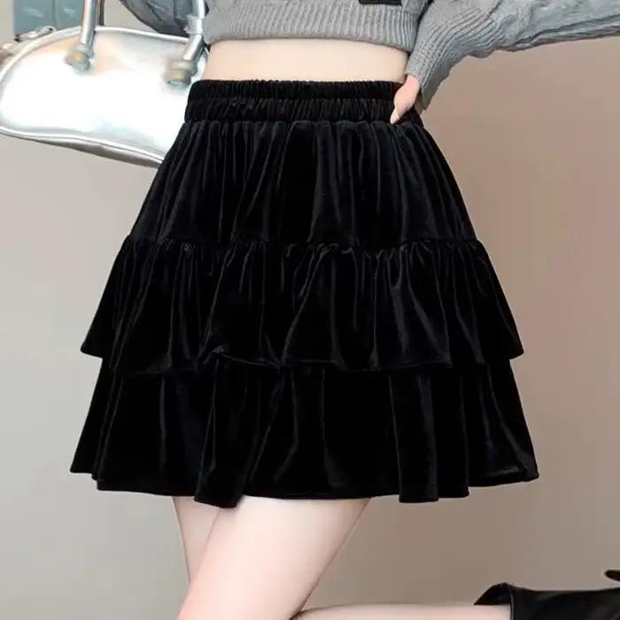 Jupe midi en velours pour femme