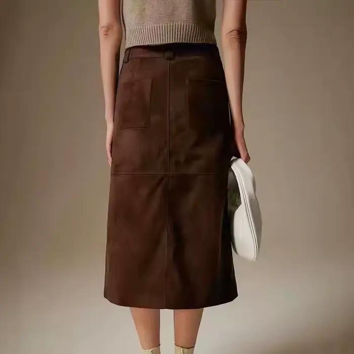 Jupe en cuir suédé pour femme