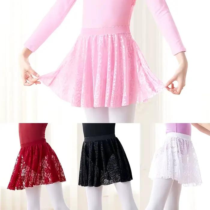 Jupe de Ballet en Dentelle pour Fille, Taille artificiel astique, Mini Robe Courte, Costumes de brevpour Enfants