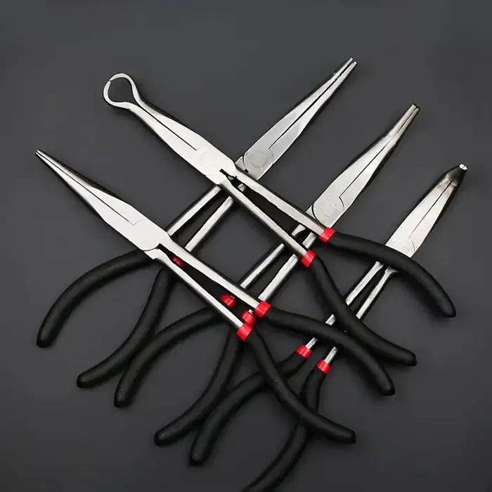 1 pince à bec long de 11 pouces de haute qualité avec embouts courbés et droits - Idéale pour les applications industrielles, le bricolage et la réparation automobile