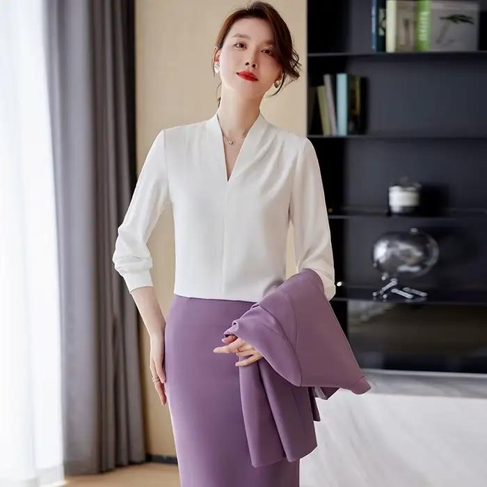 Ensemble blazer à manches longues et jupe mi-longue pour femmes élégant et confortable style bureau dame automne hiver polyester élasthanne ocasiones professionnelles et soirées spéciales