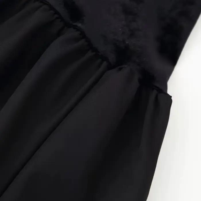 Robe en velours côtelé pour femmes junior bureau dame printemps été polyester silhouette lâche col en V décoration drapée légèrement extensible tour de taille naturel manche régulier coupe régulière pull mi-mollet